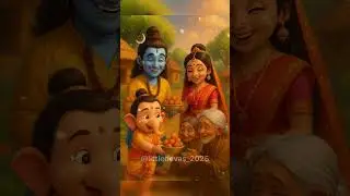 Cute Ganesha with parents! #viral #bappa #ganesh #trend #trending #treanding #kids #cartoon #cute