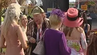 Ladies Day: John McCririck 'gets to grips' at Aintree races