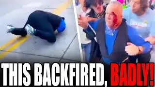 OH SH*T: Trump Fan LITERALLY FACE PLANTS as He SCREAMS at Anti-ICE Protesters!