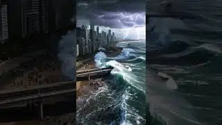 🌊 Giant Tsunami Swallows the City | Cinematic Disaster Scene #waves