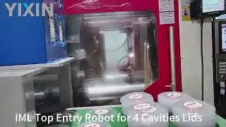 YIXIN Top Entry IML for 4 Cavities Lids #yixin #imlrobot #topentryrobot #imlforlids