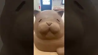 hollowing chonky cat sculpture #art #cat #ceramic #clay #cute
