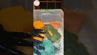 Rinsing sponges in juicy saved rinse water💦💦 #shorts #asmrsponge #spongesqueezing #spongerinse