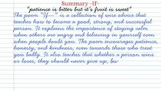 Summary -IF-by Rudyard kipling