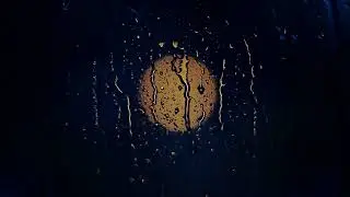 Rainy Window, Water Droplets Falling On Black Surface