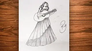 How to Draw a Girl Holding a Guitar | Easy Pencil Sketch for Beginners