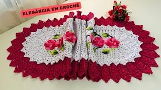  ❤️Simplesmente apaixonante #Caminho de mesa oval bico duplo #croche