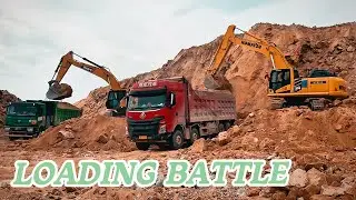 1 Hour Excavator Loading Battle | Komatsu PC395 Hybrid vs SANY SY485H/Who Loads Faster