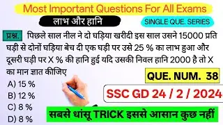 पिछले साल नील ने दो घड़िया खरीदी इस साल उसने 15000 प्रति घड़ी से दोनों घड़िया बेच दी एक घड़ी पर उसे 25 %