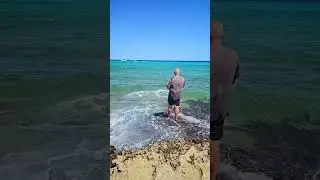 Shore fishing Playa del Carmen Mexico tropical Caribbean Sea coast beach life #fish #nature #surf