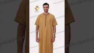 #robes #fashion #money A yellow short-sleeved Muslim robe suitable for summer