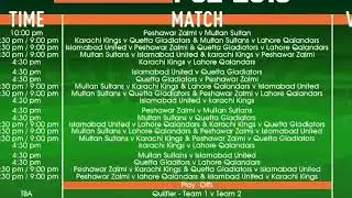 Full Schedule of PSL 2018 | final in Karachi|