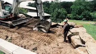 Excavator Builds a Garden with Skid Steer + Dump Truck