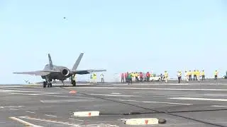 F 35C Completes First  Landing aboard Aircraft Carrier