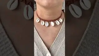 I made a sea shell necklace with wax string#macrame #handmadejewelry #handmadewithlove #giftforher