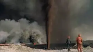 2 guys set oilwell on fire