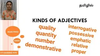 Types of Adjectives | Kinds of Adjectives in English Grammar |  | Vi's learning path | In Tamil |