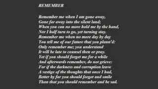 Emma Fielding reads 'Remember' by Christina Rossetti
