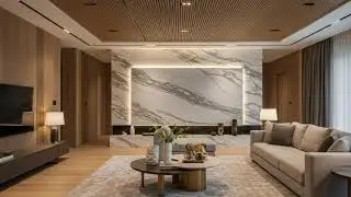 Living Room &mdash; Natural Stone & Wood Luxury