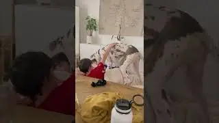 Great Dane Dog Sneaks in for Cuddles with Boys