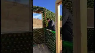 Stack used glass bottles to form building walls #shorts