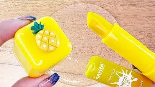 mixing YELLOW LIPSTICK with slime|asmr slime #asmr #slime #diy