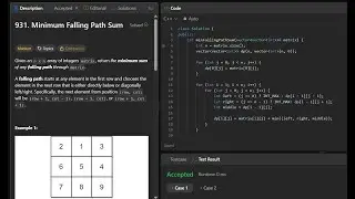 LeetCode 931 | Minimum Falling Path Sum | Solved in CPP