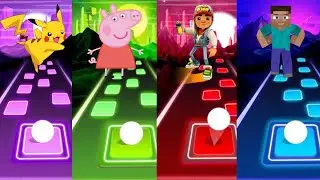 Pikachu VS Peppa Pig VS Subway Surfers VS Minecraft - Tiles Hop Challenge