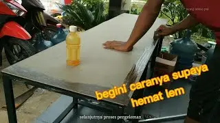 tutorial cara pasang hpl meja triplek|furniture hpl