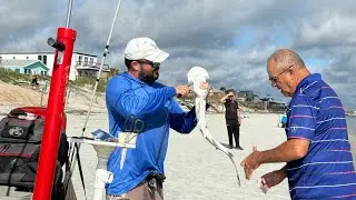 Surf fishing with my family At Surfside,Vilano beach,Jacksonville Florida USA 
