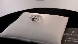 Celtic Silver Marquise Amethyst Stone set Trinity Knot Ring 12001AM