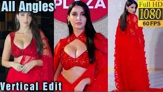 Nora fatehi Red Saree Ramp Walk in jio World Plaza Opening at Nmacc