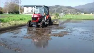 YANMAR 中学生運転　ヤンマートラクター水田代掻き作業　その３ YANMAR EG400 EcoTra