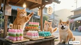 Mama Cat Takes Kittens To The Countryside To Harvest Rice,