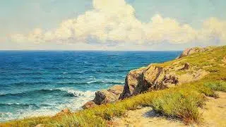 Island Sea View &mdash; Hand-Painted Ocean Landscape in 4K | Static TV Wallpaper
