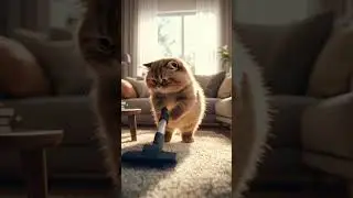 Fluffy Cat Rules the House with a Vacuum! 😸🎶 Timeless Pet Fun