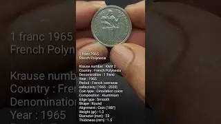 1&nbsp;franc 1965 French Polynesia&nbsp;#france #polynesia #tahiti #francais #frenchpolynesia #coins #coin