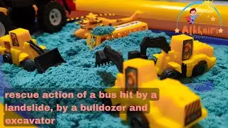Bulldozer and Heavy Machines Rescue a Bus Stuck in a Sand Landslide | Toy Story for Kids