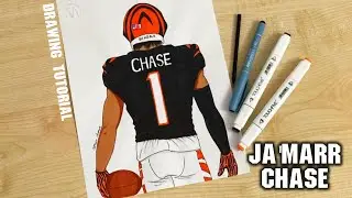 How to draw Ja'Marr Chase / Cincinnati Bengals / How to draw NFL players