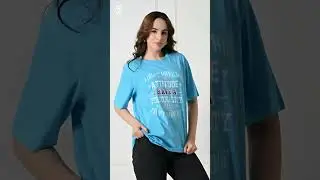 Printed Round Neck Pure Cotton Light Blue T-Shirt For Women Price: 386/-* #Zicada #fashion #explore
