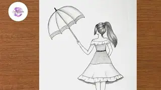 How to Draw a Girl with Umbrella Easy Step by Step || Drawing for Girls Step by Step || Pencil Art