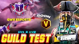 FREE FIRE LIVE CUSTOM || 1V2 1V3 & 1V4 GUILD TEST INDIA TOP-100 GUILD #fflive #guildtest #shortslive