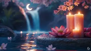 Water Sounds of a Moonlit Pond for Sleeping-Peaceful nature ambience of a Waterfall & Gentle Flow