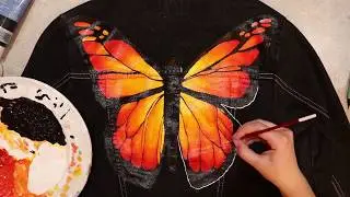 Time-lapse Painting Custom Monarch Butterfly Denim Jacket