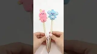 DIY paper clay pencil toppers!🫰🏻 #bts #army #cooky #koya #diy