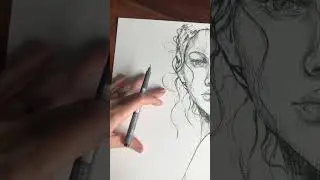 Crosshatching a portrait #abstractportrait #portraitdrawing #crosshatchingdrawing