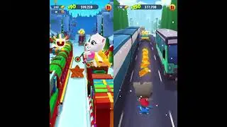 Talking Tom Gold Run- Talking Angela Forward Watermelon Bike Ride VS Talking Tom Reverse Bite Board