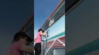 Painting a converted Leyland Olympian double decker bus! #mrsmurals #art #painting