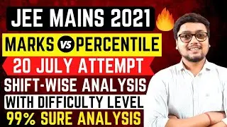 MARKS vs PERCENTILE JEE MAIN JULY 2021 🔥 | Expected Marks Vs Percentile For Jee Mains 2021 Shiftwise