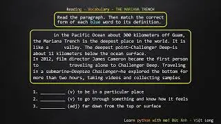 Reading Vocabulary THE MARIANA TRENCH